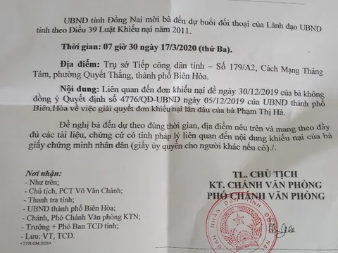 Đối thoại với người bị thu hồi đất: UBND tỉnh Đồng Nai nhìn vào sự thật để sửa sai